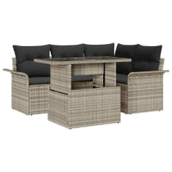 vidaXL Ensemble de canapé de jardin 5 pcs Gris clair Poly rotin