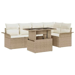 vidaXL Ensemble de canapé de jardin 6 pcs Beige Poly rotin
