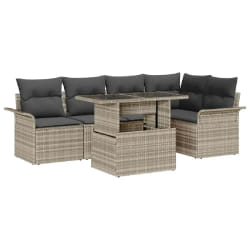 vidaXL Ensemble de canapé de jardin 6 pcs Gris clair Poly rotin