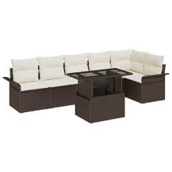 vidaXL Ensemble de canapé de jardin 7 pcs Marron Poly rotin