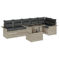 vidaXL Ensemble de canapé de jardin 7 pcs Gris clair Poly rotin