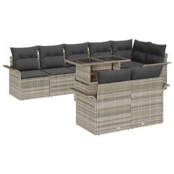 vidaXL Ensemble de canapé de jardin 9 pcs Gris clair Poly rotin