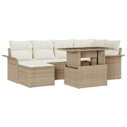 vidaXL Ensemble de canapé de jardin 7 pcs Beige Poly rotin