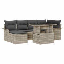 vidaXL Ensemble de canapé de jardin 7 pcs Gris clair Poly rotin