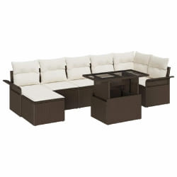 vidaXL Ensemble de canapé de jardin 8 pcs Marron Poly rotin