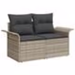 Ensemble de sofa de jardin 8 pièces avec coussins gris clair poly rotin