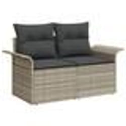 Ensemble de sofa de jardin 8 pièces avec coussins gris clair poly rotin