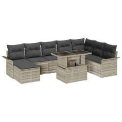 vidaXL Ensemble de canapé de jardin avec coussin 9 pcs Gris clair