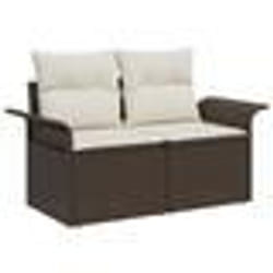 Ensemble de Canapés de Jardin de 10 Pièces avec Coussins Marron Poly Rattan
