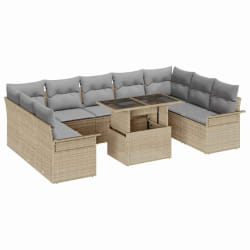 vidaXL Ensemble de canapé de jardin 10 pcs Beige 100 x 55 x 73 cm
