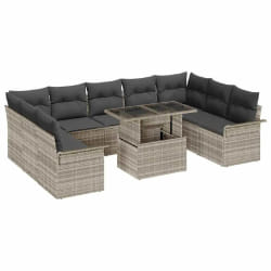 vidaXL Ensemble de canapé de jardin 10 pcs Gris clair 100 x 55 x 73 cm