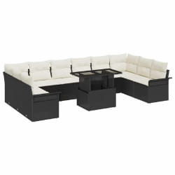 vidaXL Ensemble de canapé de jardin 11 pcs Noir 100 x 55 x 73 cm