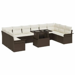 vidaXL Ensemble de canapé de jardin 11 pcs Marron 100 x 55 x 73 cm
