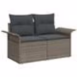 Set de canapé de jardin 11 pièces avec coussins gris poly rattan