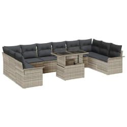 vidaXL Ensemble de canapé de jardin 11 pcs Gris clair 100 x 55 x 73 cm