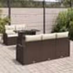 Set de Canapé de Jardin 6 Pièces avec Coussins en Rattan Poly Marron