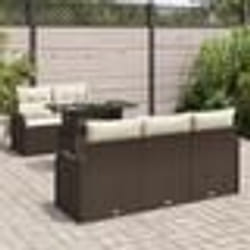 Set de Canapé de Jardin 6 Pièces avec Coussins en Rattan Poly Marron