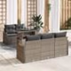 Ensemble de Canapé de Jardin de 6 Pièces avec Coussins en Rattan Gris Poly