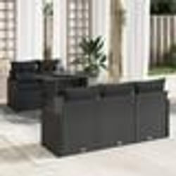 Ensemble de 6 Canapés de Jardin avec Coussins en Poly Rattan Noir