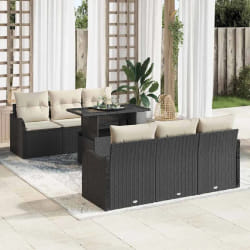vidaXL Ensemble de canapé de jardin 7 pcs Noir 100 x 55 x 73 cm