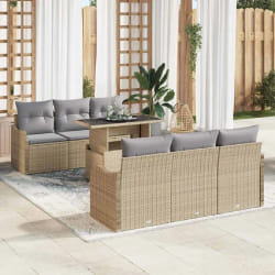 vidaXL Ensemble de canapé de jardin 7 pcs Beige 100 x 55 x 73 cm