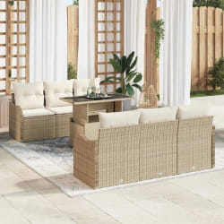 vidaXL Ensemble de canapé de jardin 7 pcs Beige 100 x 55 x 73 cm