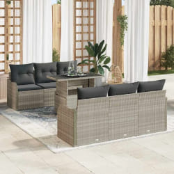 vidaXL Ensemble de canapé de jardin 7 pcs Gris clair 100 x 55 x 73 cm