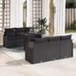 Ensemble de Sofa de Jardin vidaXL 7 Pièces avec Coussins Noir Poly Rotin