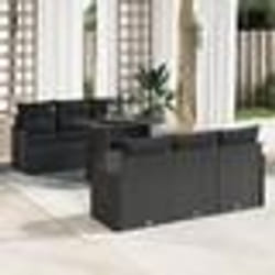 Ensemble de Sofa de Jardin vidaXL 7 Pièces avec Coussins Noir Poly Rotin