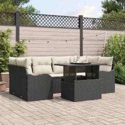 vidaXL Ensemble de canapé de jardin 7 pcs Noir 100 x 55 x 73 cm