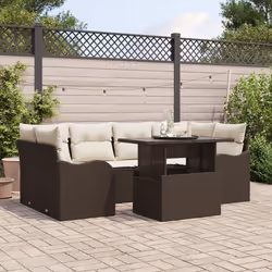 Ensemble de Canapés de Jardin 7 pièces vidaXL avec Coussins Marron Rattan Poly Canapé de Jardin 2 Places vidaXL 3357131
