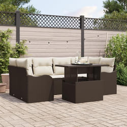 Ensemble de Canapés de Jardin 7 pièces vidaXL avec Coussins Marron Rattan Poly Canapé de Jardin 2 Places vidaXL 3357131