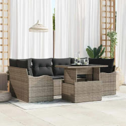 vidaXL Ensemble de canapé de jardin 7 pcs Gris 100 x 55 x 73 cm