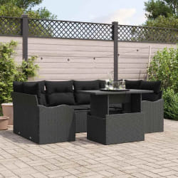 vidaXL Ensemble de canapé de jardin 7 pcs Noir 100 x 55 x 73 cm