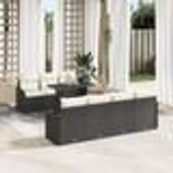 Ensemble de canapés de jardin de 8 pièces avec coussins en rattan poly noir