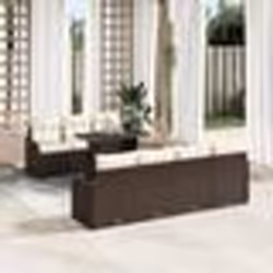 Ensemble de Canapé de Jardin 8 Pièces avec Coussins Marron en Poly Rattan