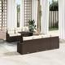 Ensemble de Canapé de Jardin 8 Pièces avec Coussins Marron en Poly Rattan