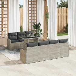 vidaXL Ensemble de canapé de jardin 8 pcs Gris clair 100 x 55 x 73 cm