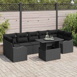 vidaXL Ensemble de canapé de jardin 8 pcs Noir 100 x 55 x 73 cm