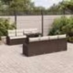 Ensemble 10 pièces de canapé de jardin avec coussins marron en rattan poly