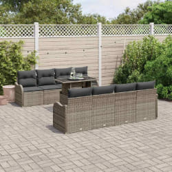 vidaXL Ensemble de canapé de jardin 9 pcs Gris 100 x 55 x 73 cm