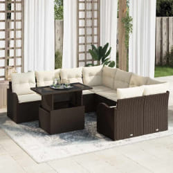 vidaXL Ensemble de canapé de jardin 9 pcs Marron 100 x 55 x 73 cm