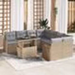 Ensemble de canapés de jardin 9 pièces avec coussins beige poly rattan
