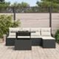 Set de canapé de jardin 6 pièces vidaXL avec coussins Rattan poly noir