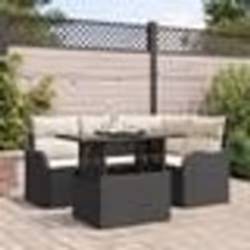 Ensemble de Canapés de Jardin 5 Pièces avec Coussins Noir Poly Rattan