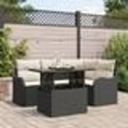 Ensemble de Canapés de Jardin 5 Pièces avec Coussins Noir Poly Rattan