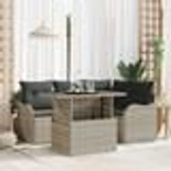 Ensemble de Canapé de Jardin 5 Pièces avec Coussins Gris Clair Poly Rattan