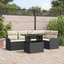 vidaXL Ensemble de canapé de jardin 6 pcs Noir 100 x 55 x 73 cm