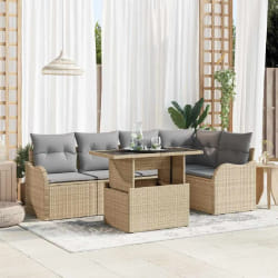 vidaXL Ensemble de canapé de jardin 6 pcs Beige 100 x 55 x 73 cm
