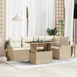 vidaXL Ensemble de canapé de jardin 6 pcs Beige 100 x 55 x 73 cm